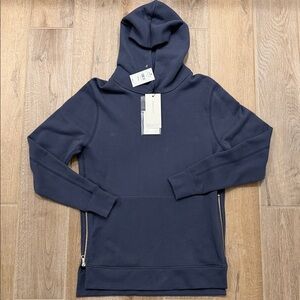 John Elliot Villain Side Zip Cotton Hoodie Lapis Blue Size Small NWT